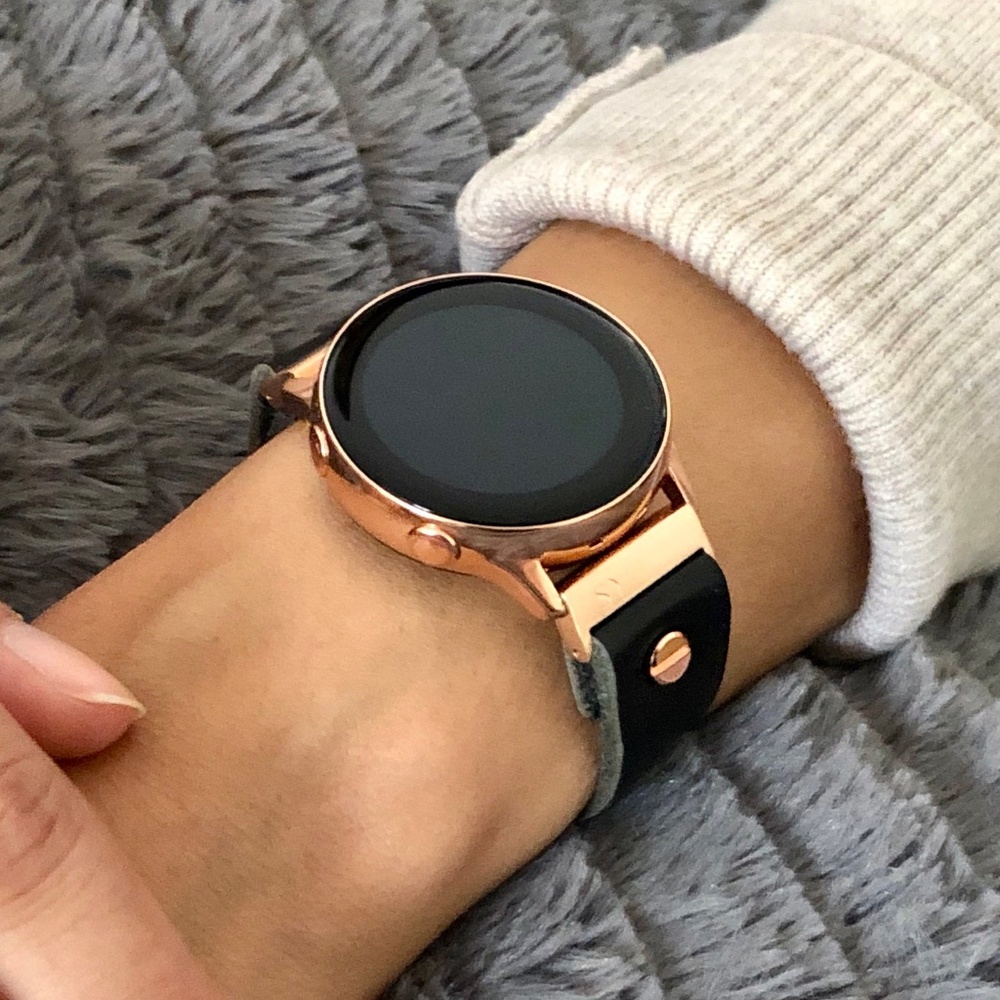 Black Leather Strap Galaxy Watch 42mm Bracelet